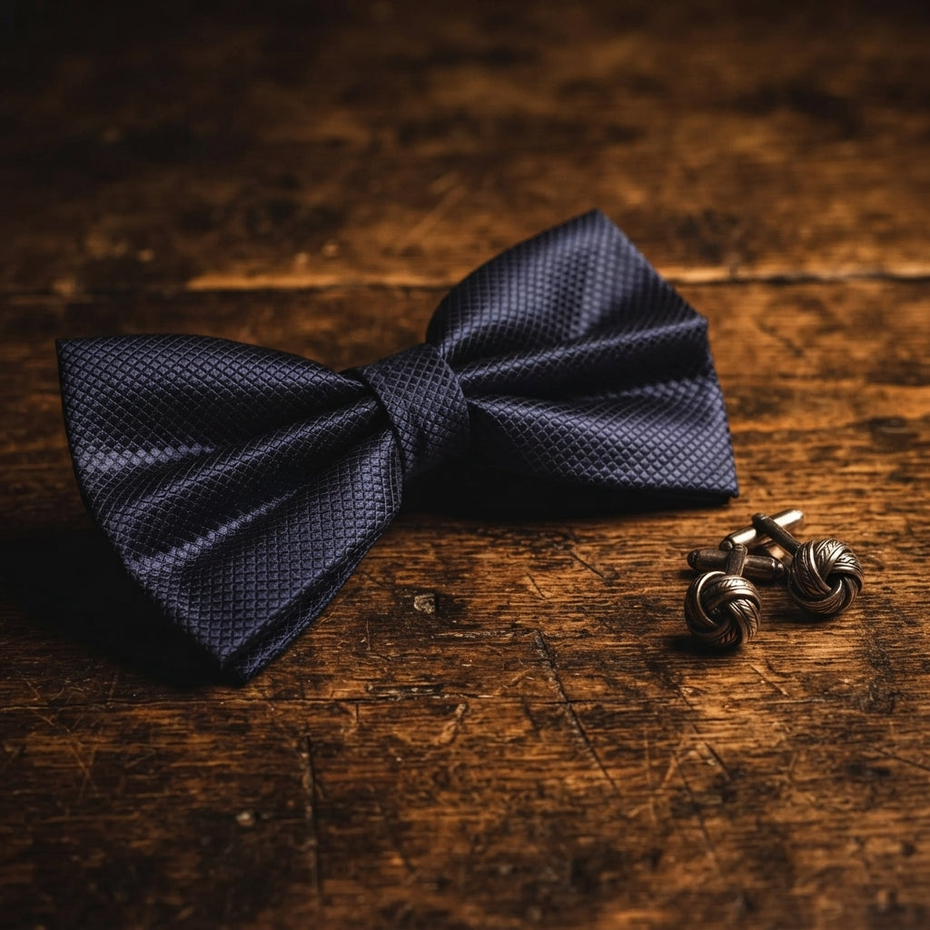Midnight Blue Textured Pre-Tied Bow Tie