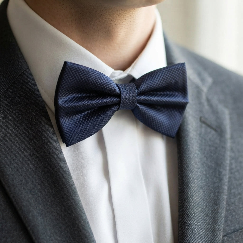 Midnight Blue Textured Pre-Tied Bow Tie